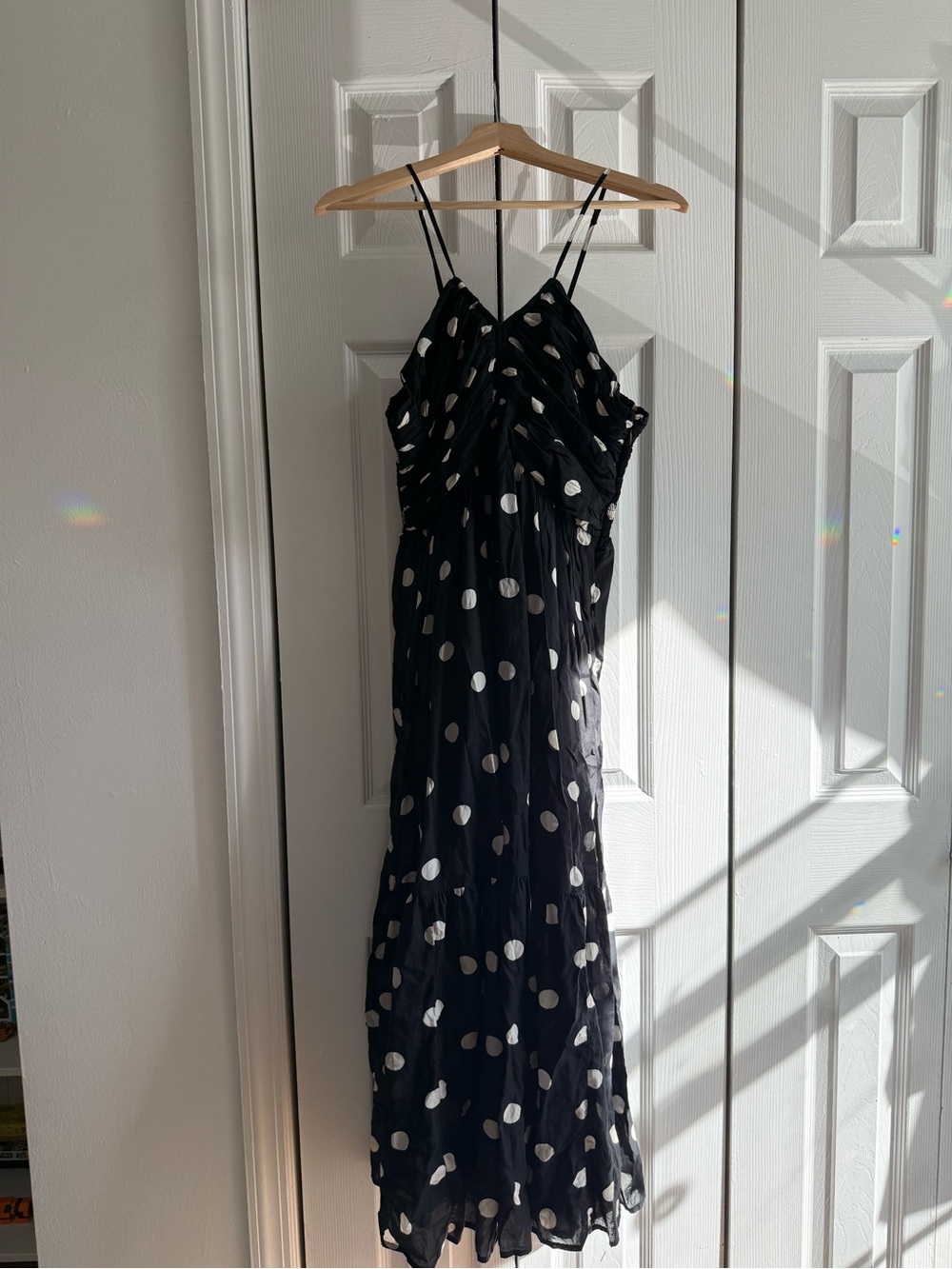 GAP Black Polka Dot Spaghetti Strap Maxi Dress